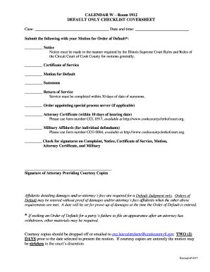 Fillable Online DEFAULT JUDGMENT CHECKLIST Fax Email Print PdfFiller