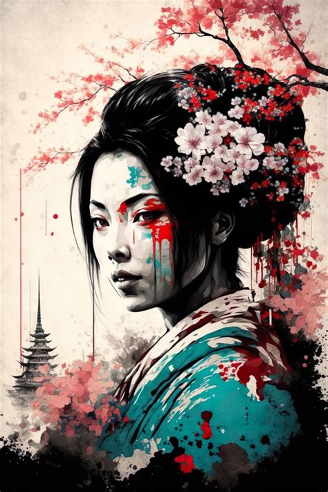 Geisha Kunst Geisha Art Japan Painting Japon Illustration Different