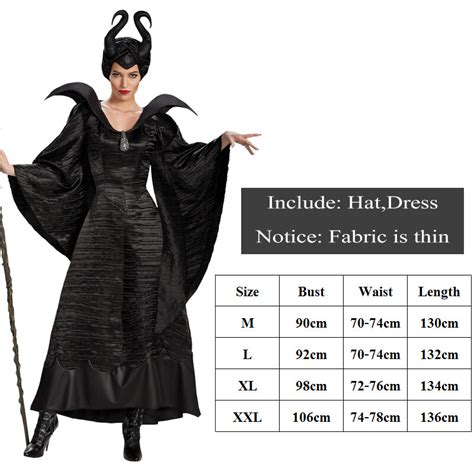 Movie Maleficent Costume Adult Women Witch Dress Demon Cosplay Uniform