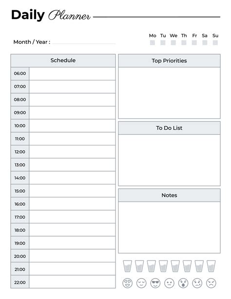 Daily planner template, Daily schedule planner 11763003 Vector Art at ...