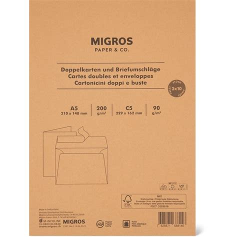 Cartes Enveloppes A5 C5 Migros