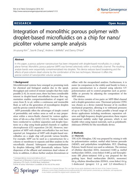 PDF Integration Of Monolithic Porous Polymer With Droplet Based