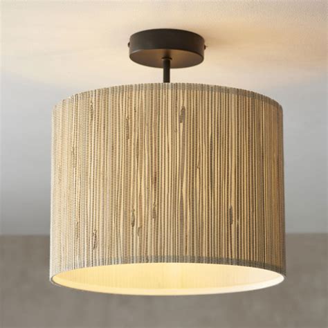 Endon Lighting Longshore Semi Flush Light With Natural Seagrass Drum Shade Ceiling Lights