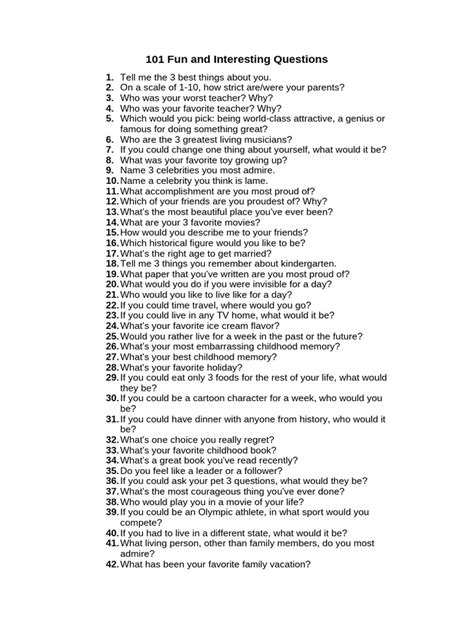 101 Interesting Questions Pdf