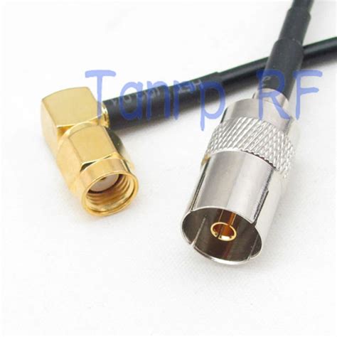 6in TV Female Jack To RP SMA Male Plug Right Angle RF Connector Adapter