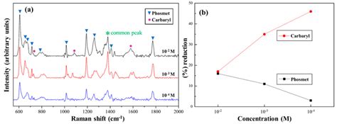 A Average Sers Spectra Of Equimolar Mixtures Of Phosmet And Carbaryl