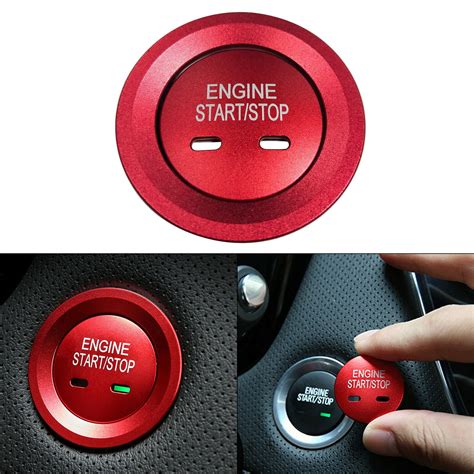 Xotic Tech Red Keyless Engine Start Stop Push Button Cover With