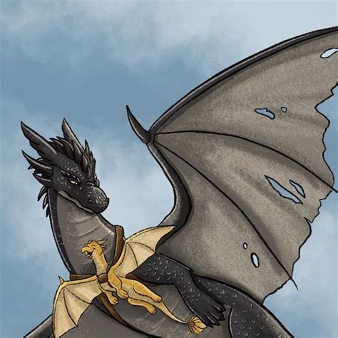 A Drawing Of A Black Dragon With Yellow Wings