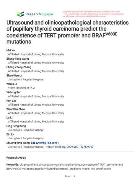 Pdf Ultrasound And Clinicopathological Characteristics Of Papillary