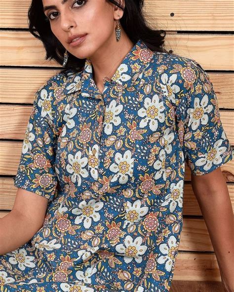 Blue Floral Shirtdress By Raasleela The Secret Label