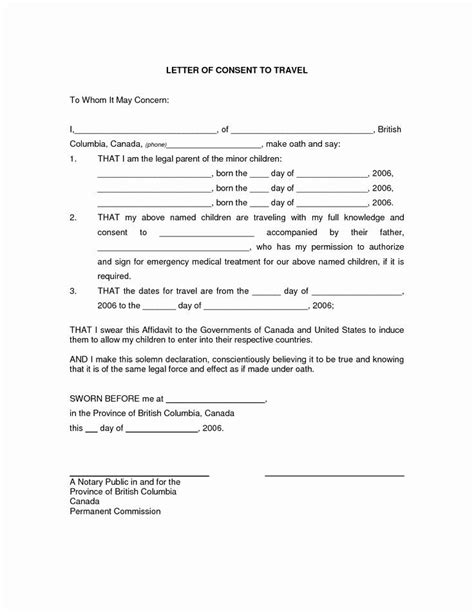 Permission To Travel With One Parent Letter Sample