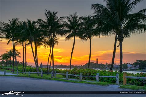 Sunset At Jupiter Inlet Parking Lot With Lighthouse Hdr Photography By Captain Kimo