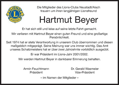 Traueranzeigen Von Hartmut Beyer Trauer Flz De