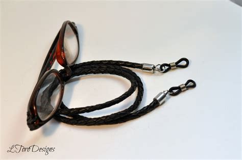 Mens Eyeglass Cord Leather Glasses Cord Black Leather Etsy