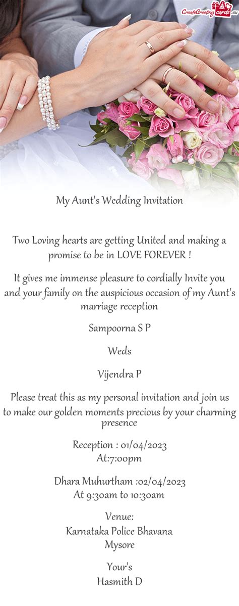 My Aunts Wedding Invitation Free Cards