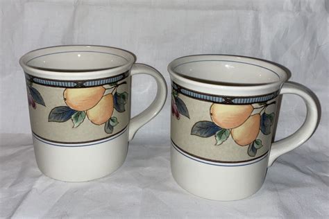 Pair Of Mikasa Intaglio Garden Harvest 8 Oz Mugs Model CAC29 EBay