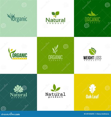 Set Of Modern Natural And Organic Products Logo Templates And Ic Stock