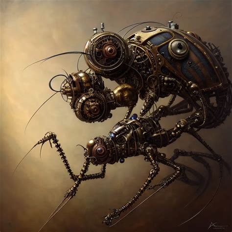 Portrait Shot Of A Steampunk Robot Mosquito Unreal Stable Diffusion