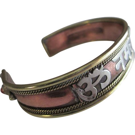 Vintage East India Copper 925 Silver Brass Cuff Bracelet From Silvermoonjewelryandmore On Ruby Lane