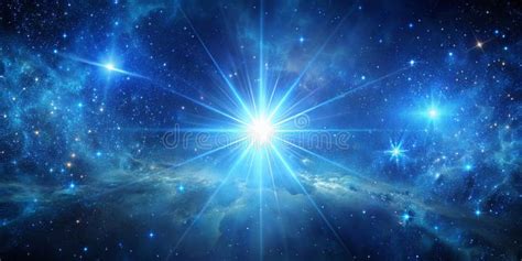 Bright Blue Star Shining in Deep Space Stellar Explosion Behind Star ...