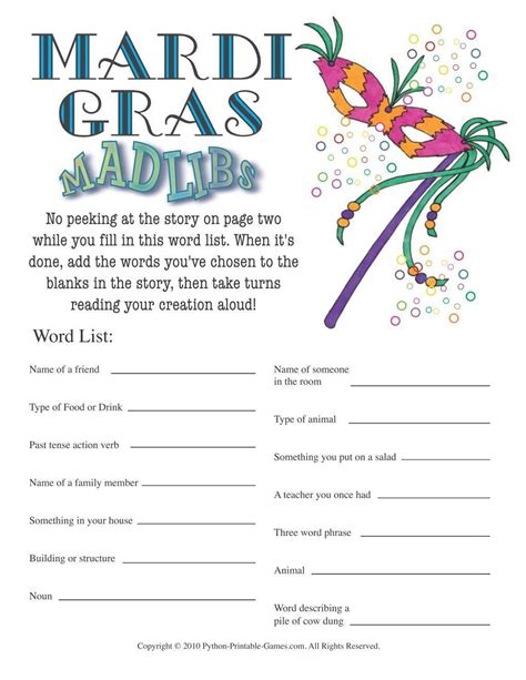 Free Printable Mardi Gras Games - Free Printable