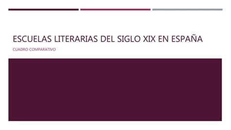 Escuelas Literarias Del Siglo Xix En Espa A Pptx