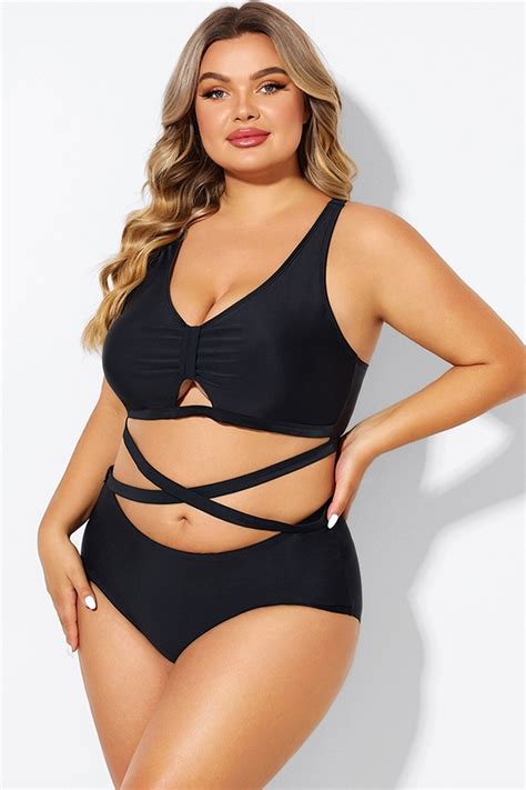 Black Plus Size With Adjustable Straps Sexy Bikini Top Meet Curve Meet Curve