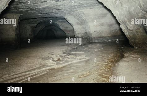 Partially Flooded Underground Caves Catacomb Stock Video Footage Alamy