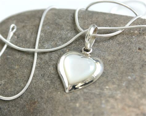 Pearl Heart Pendant Sterling Silver Mother Of Pearl Pendant Etsy