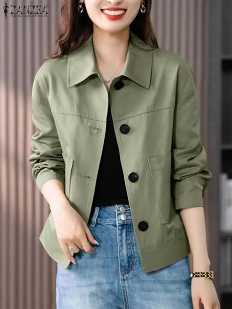 2024 Zanzea Spring Women Lapel Neck Long Sleeve Jackets Fashion Casual Solid Work Outwear Female