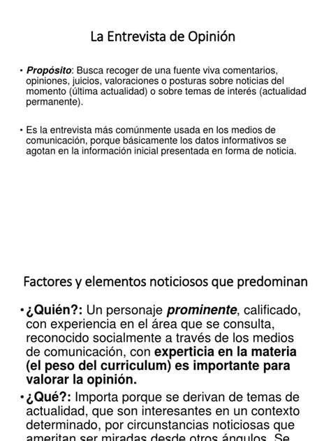 La Entrevista De Opinion Pdf Plan De Estudios