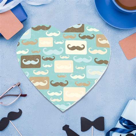 Koyal Wholesale Fathers Day Heart Shaped T Box With Lid Vintage Mustache Design Reusable