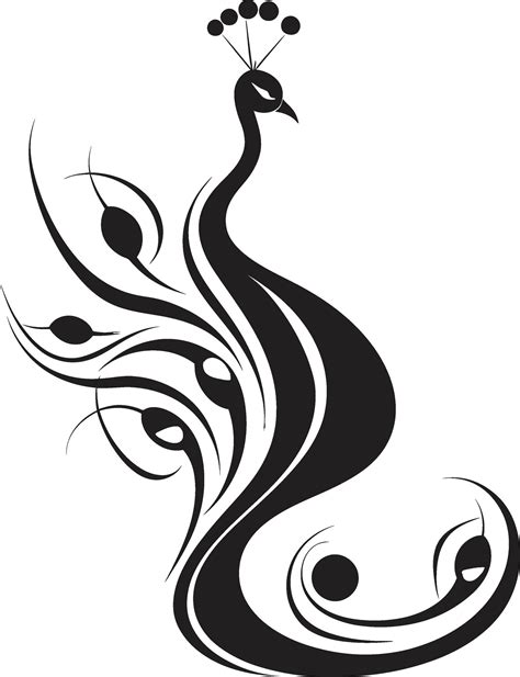 Shadowed Reverie Black Peacock Symbol Profile Elegant Elegance Vector