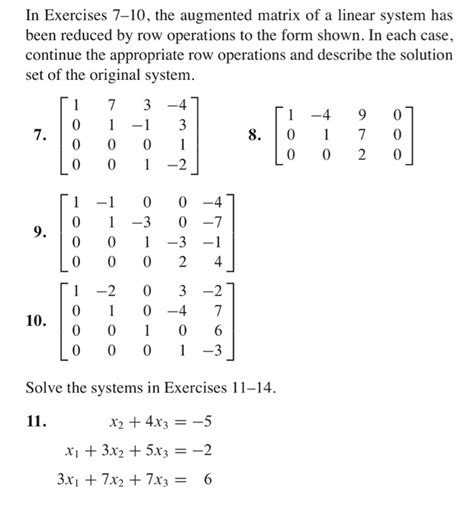 Solved In Exercises The Augmented Matrix Of A Linear Chegg