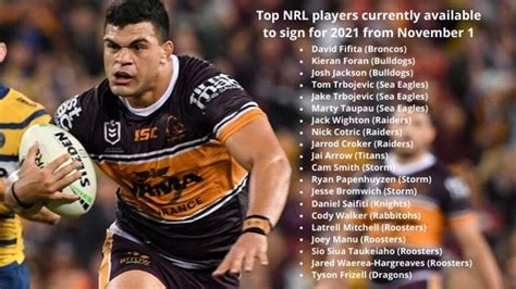 Nrl Transfers 80m Of Off Contract Talent Available From November 1