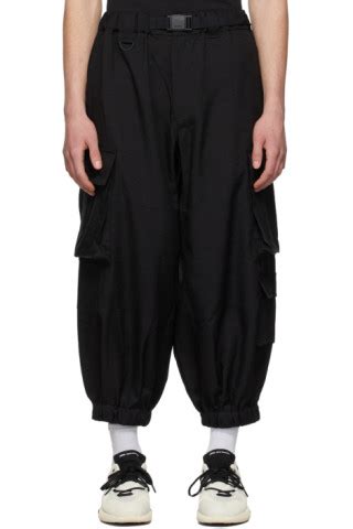 Y 3 Black Sport Uniform Cuffed Cargo Pants SSENSE