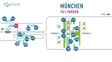 Parken auf Parkplatz P41 am Flughafen München