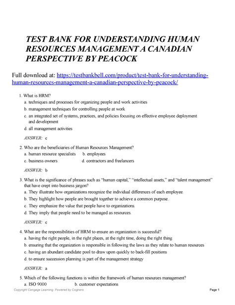 Understanding Human Resources Management A Canadian