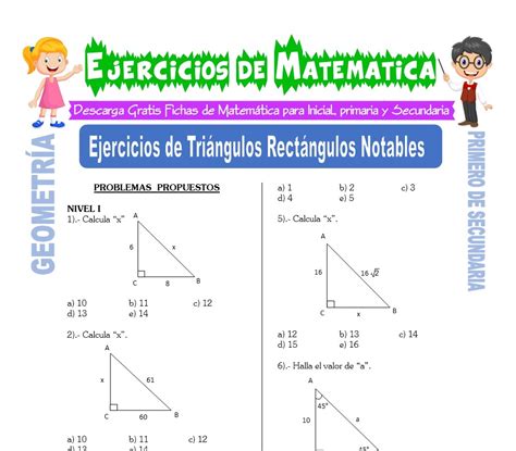 Ejercicios De Ejercicios De Tri Ngulos Rect Ngulos Notables