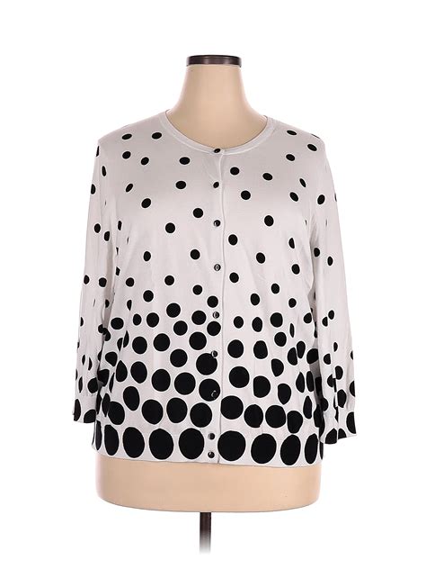 Talbots Polka Dots White Cardigan Size X Plus Off Thredup