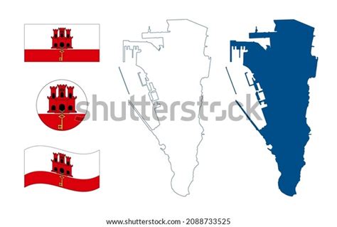 Gibraltar Map Detailed Blue Outline Silhouette Stock Vector Royalty