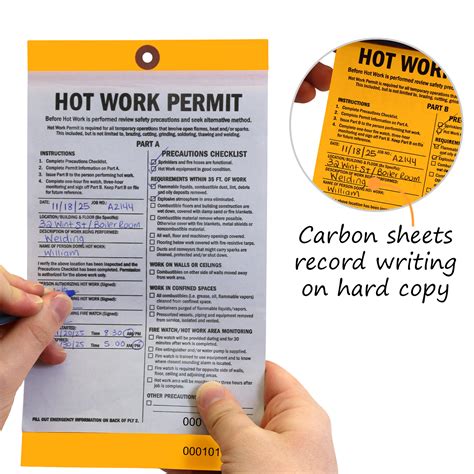 Part Warning Hot Work Permit Tag Work In Progress Watch For Fire SKU TG