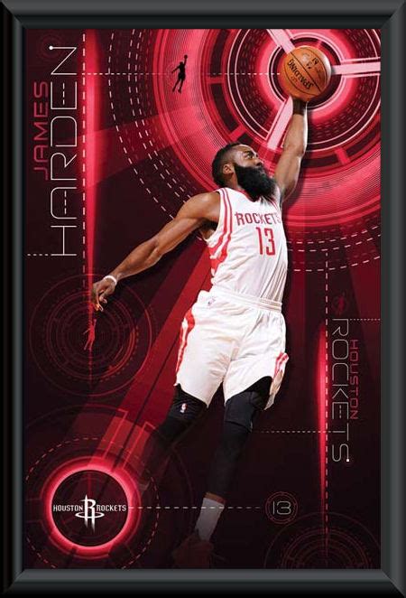 NBA Houston Rockets James Harden Poster Framed :: NBA :: Basketball ...