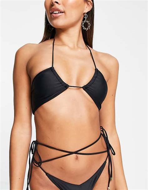 South Beach Mix And Match Triangle Halter Bikini Top In Black Asos