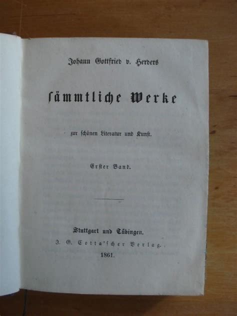 Johann Gottfried V Herders S Mmtliche Werke Zur Sch Nen Literatur Und