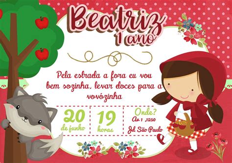 Convite Digital Chapeuzinho Vermelho Elo Produtos Especiais