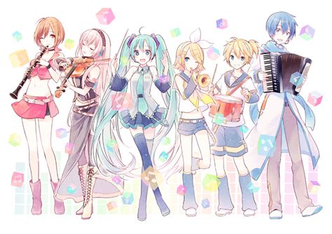 Hatsune Miku Kagamine Rin Kagamine Len Megurine Luka Kaito And 1 More Vocaloid And 1 More