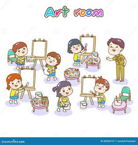 Illustration Art Classroom for Kids. Stock Illustration - Illustration of clipart, canvas: 282262727