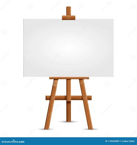 Blank Art Board And Realistic Wooden Easel Wooden Brown Easel With