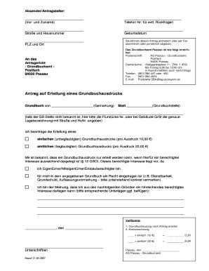 Antrag Auf Erteilung Eines Grundbuchausdrucks Fill Online Printable